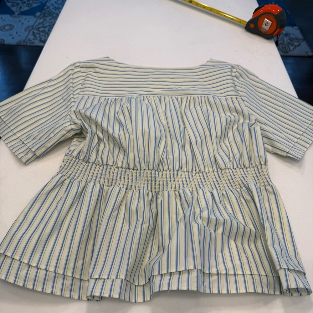 Derek Lam 10 Crosby Caspien Striped Twist-Front Peplum Blouse Sz 8 NWT - Picture 2 of 10